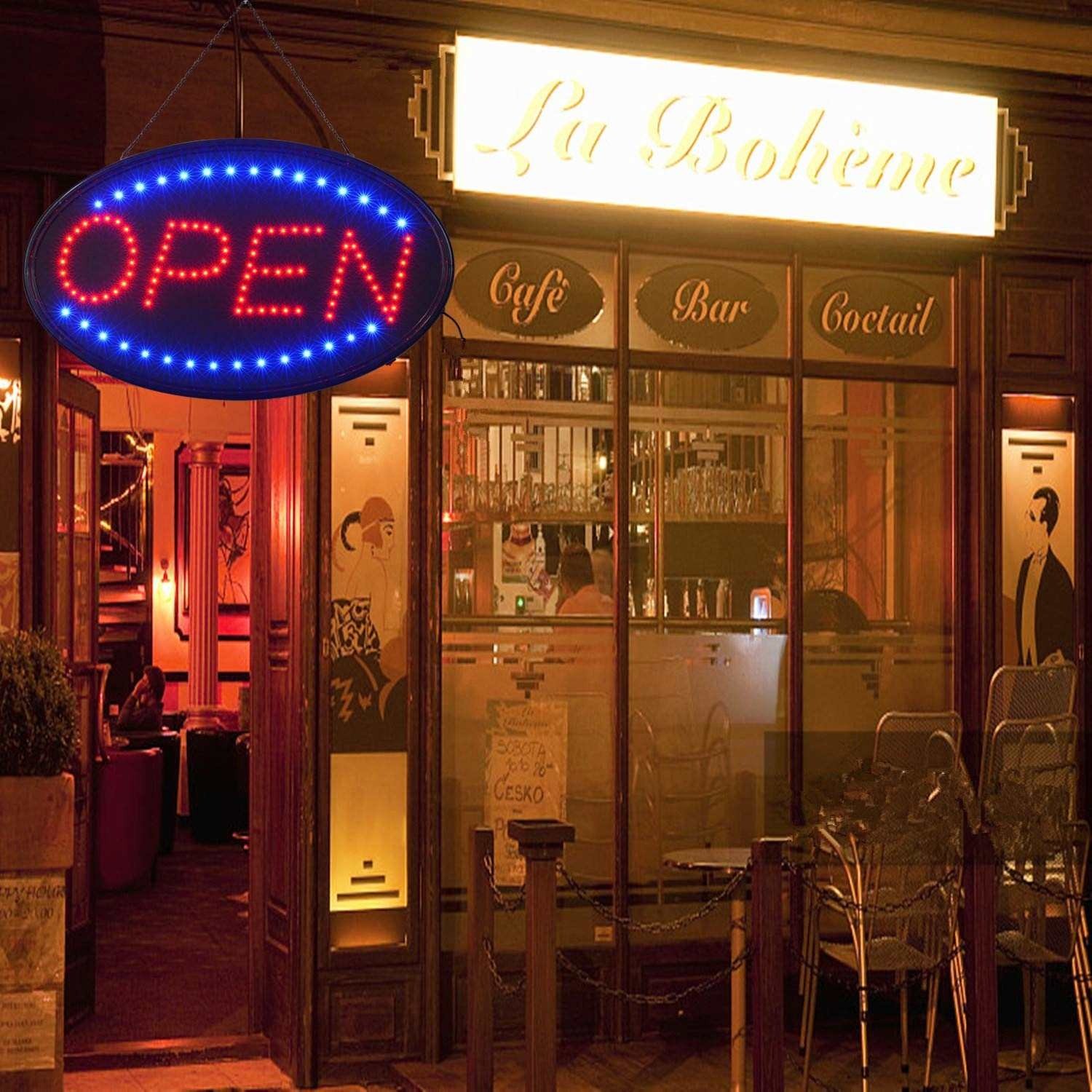 Led Open Signs Let Customers Know You Are Open For Business 23 x 13 Inches LED Oval Open Sign with Two Display Modes