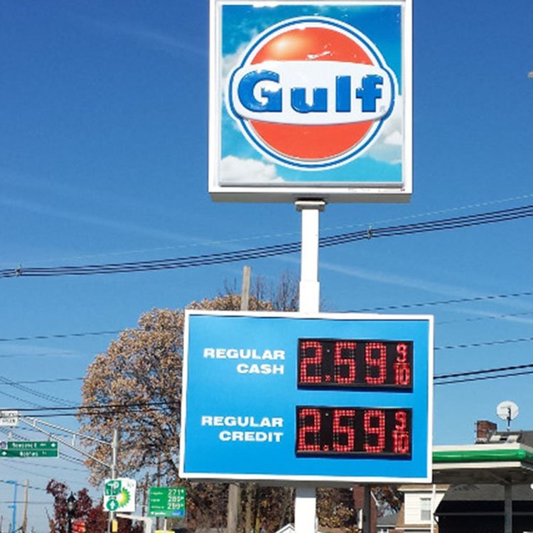Waterproof Petrol Station Advertising Board Equipment Gulf Gas Station Price Pylon Sign