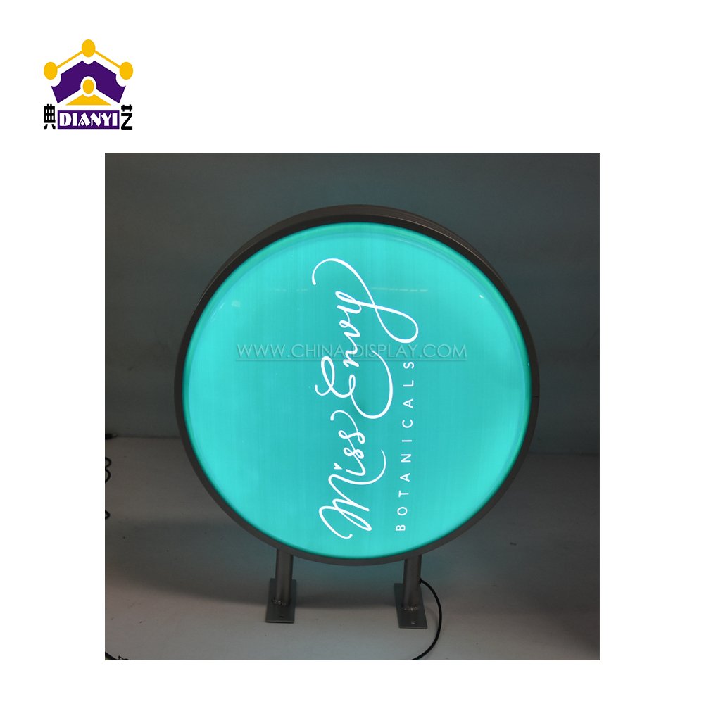 Advertising Sign Board Signs Lightbox Round Led Double Sided Acrylic Round Shape Circular Circle Light Boxes