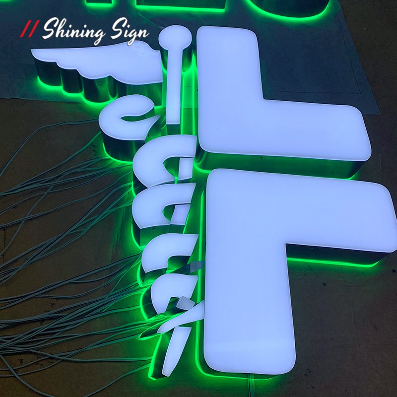 Custom outdoor led signage facelit letter pharmacy led sign hotel signage metal letter sign