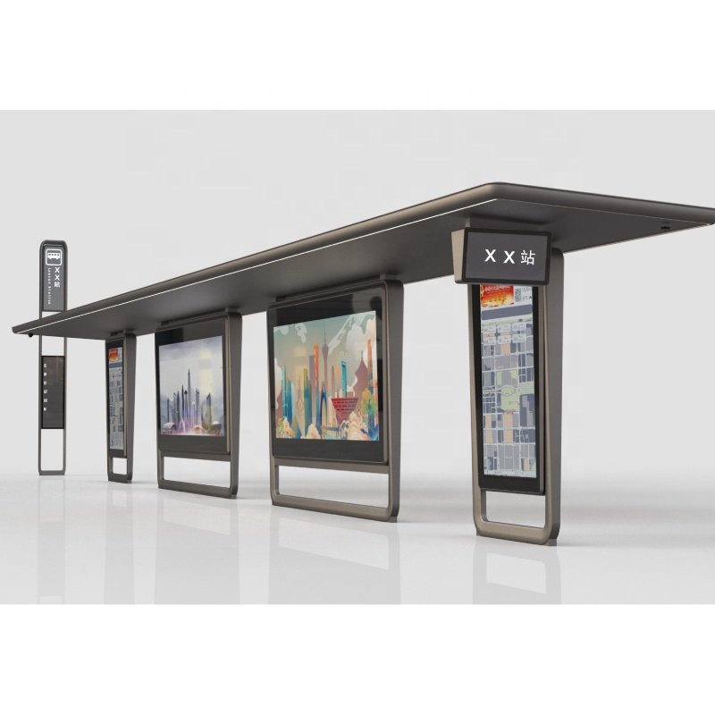 Modern Novel Design Bus Shelter Station Hot Sale Hot Dip Galvanized Sheet Bus Shelter Modern Advertising Bus Station Supplier