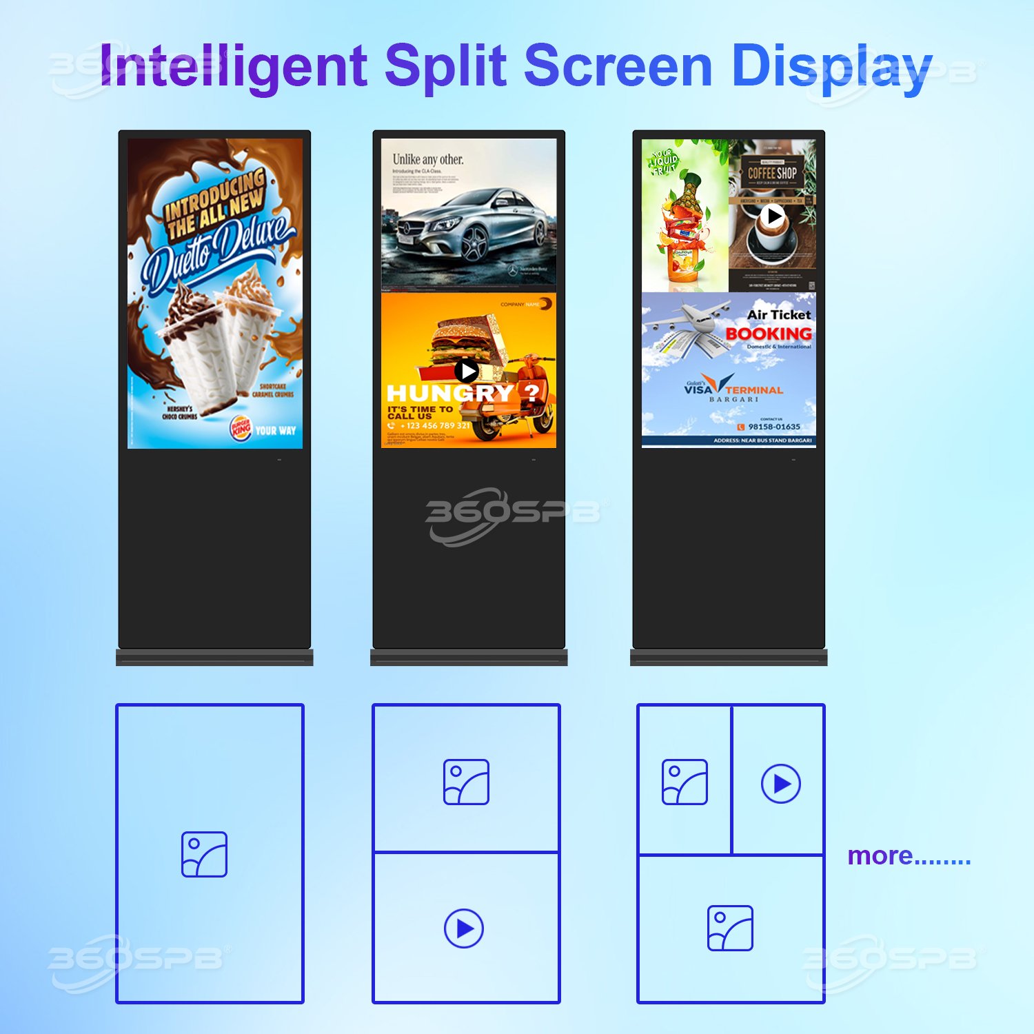 360SPB IFS55A 55-inch Touchscreen Indoor Floor Standing advertising digital signage and displays Android 11 OS