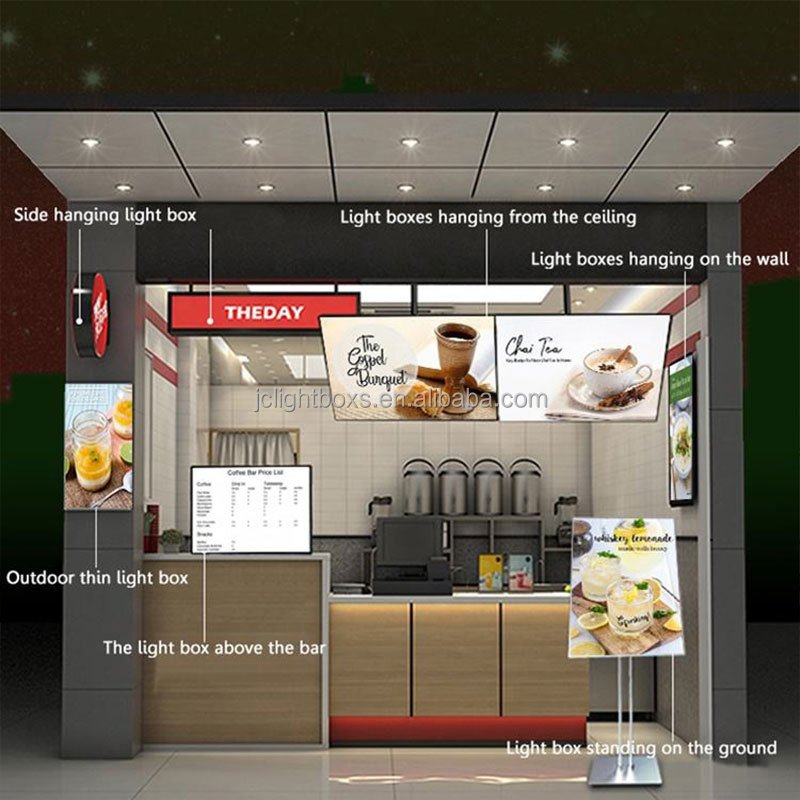 2023 Slim Led Panel Light Potlight Store Decoration Light Box Led Milk Tea Menu Board