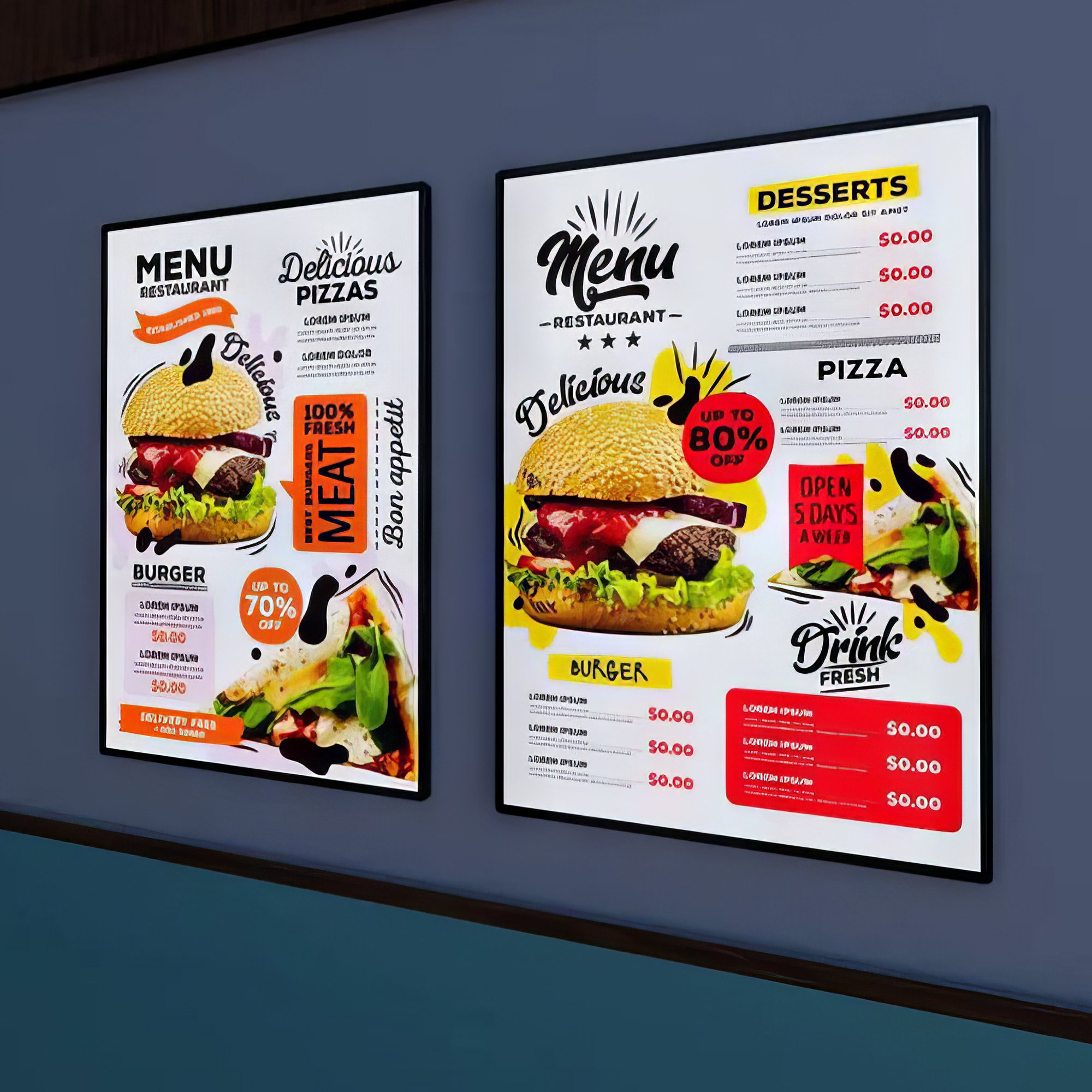 advertising Aluminum frame acrylic logo illuminated LED display sign board led Menu Ultra Thin Poster Slim light box display