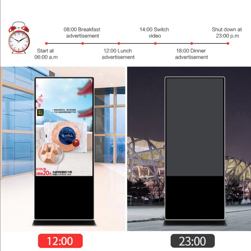 Full Color Lcd Advertising Screen Kiosk Restaurant Digital Signage Totem Floor Stand Lcd Advertising Screen