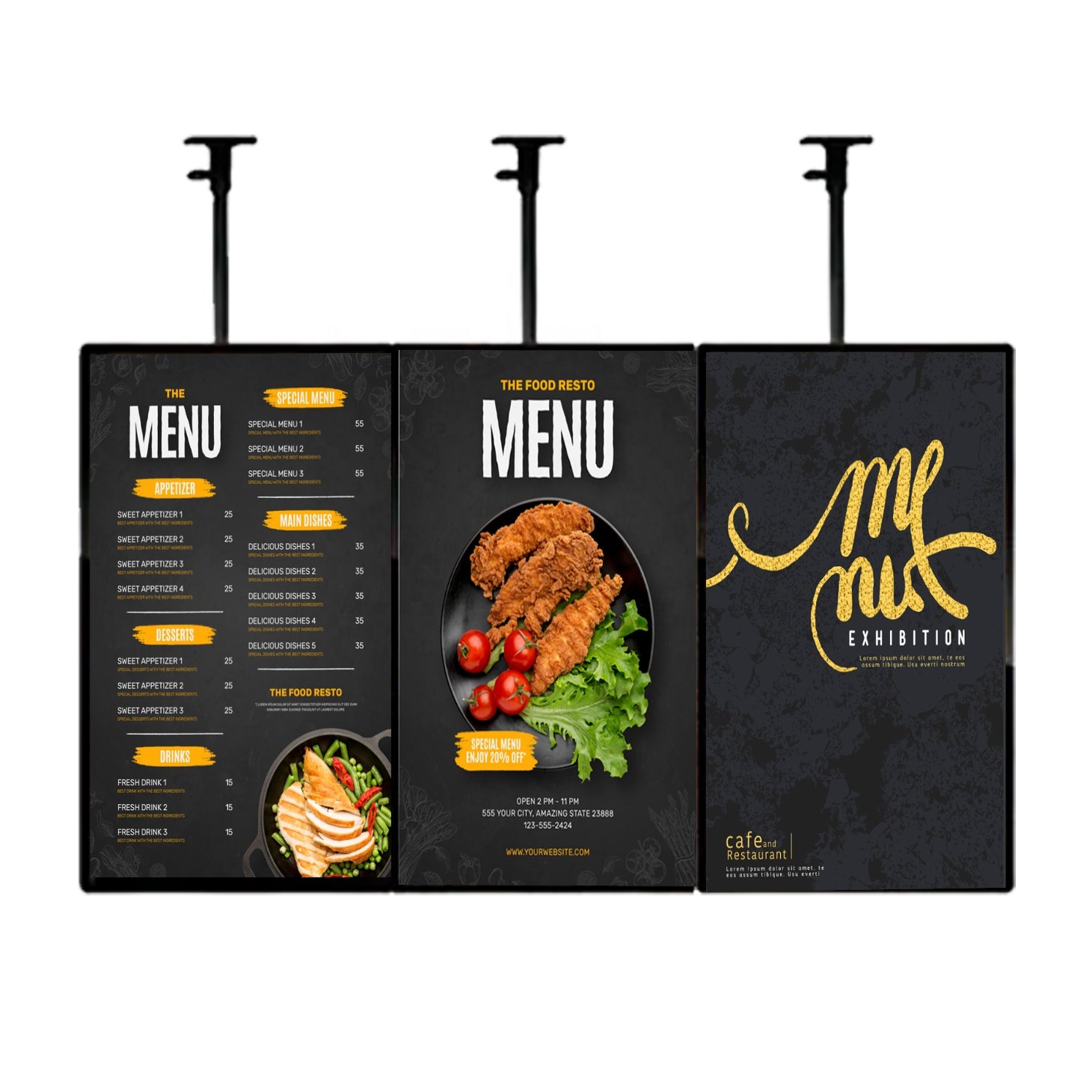 43inch 700nits Wall Hanging LCD Display Digital Menu Board Advertising Display Poster Screen for Restaurant cafe