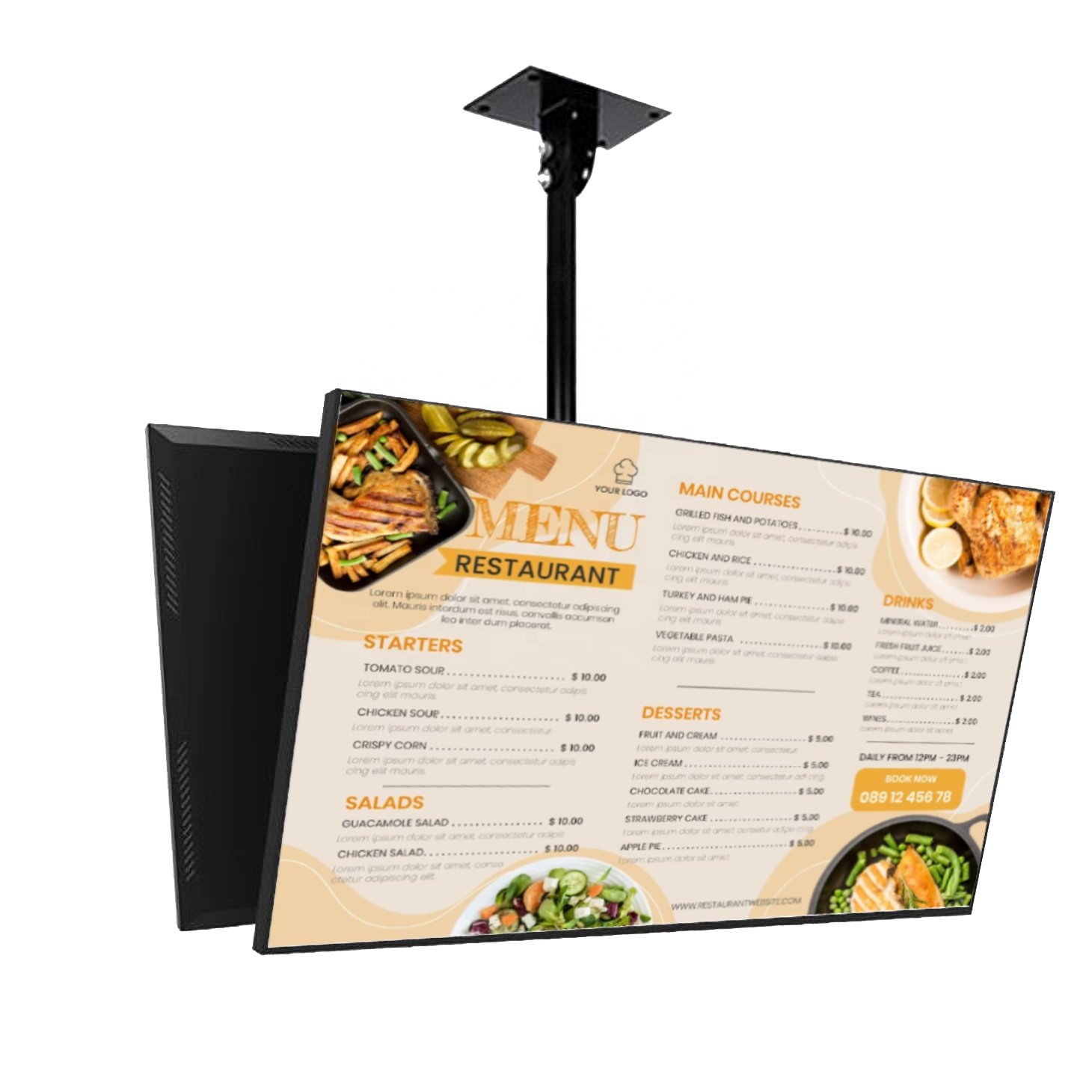43inch 700nits Wall Hanging LCD Display Digital Menu Board Advertising Display Poster Screen for Restaurant cafe
