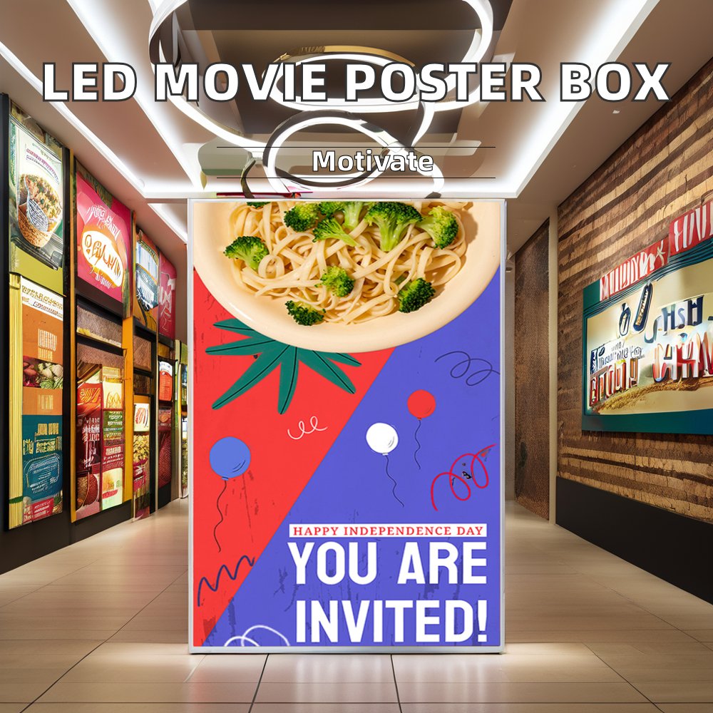 Custom A4 LED Lightbox Sign for Movie Theatres 27*40 Photo Frame with Aluminum & Fabric for Restaurant Menu Board
