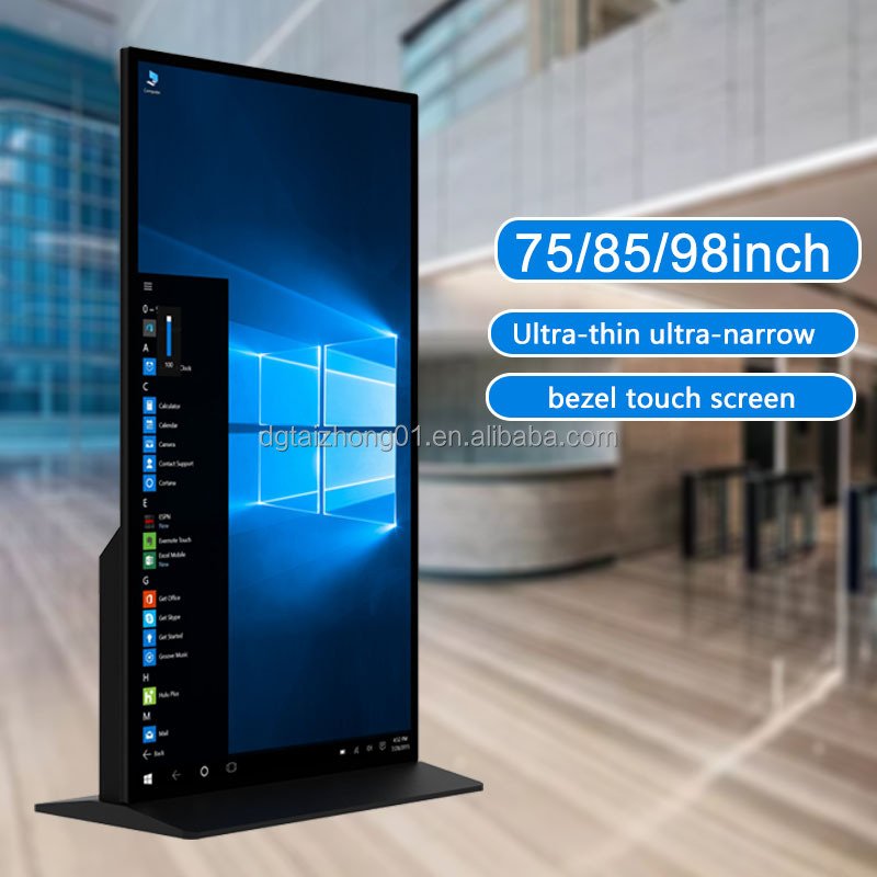 Advertising digital signage kiosk75/85 inch smart tv 4k totem touch screens display interactive board for shop retail store