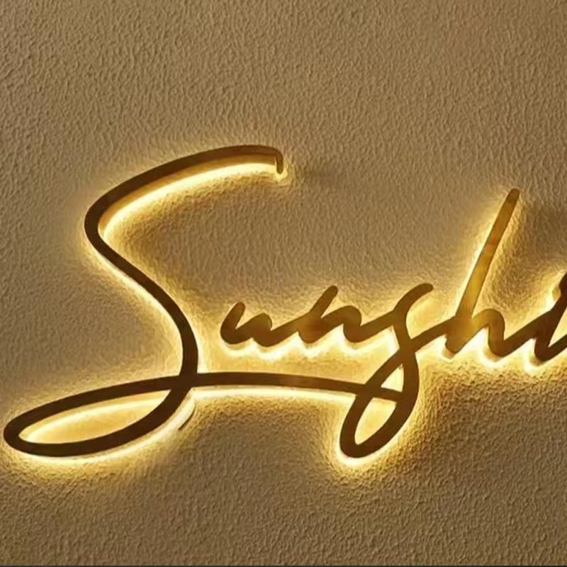Custom Wall Sign Decorative Small Mirror Stainless Steel Metal Letters Decor For Business Name Interior Sign