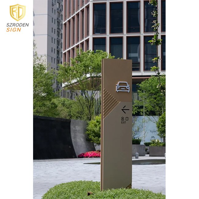 Customized Outdoor Hospital Clinic Totem Stainless Steel Building Wayfinding Directional Pylon Sign Standing Pillar Sign Board