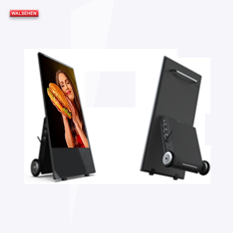 Outdoor portable 43inch Battery LCD Advertising Sign Electric Menu Board with wheel