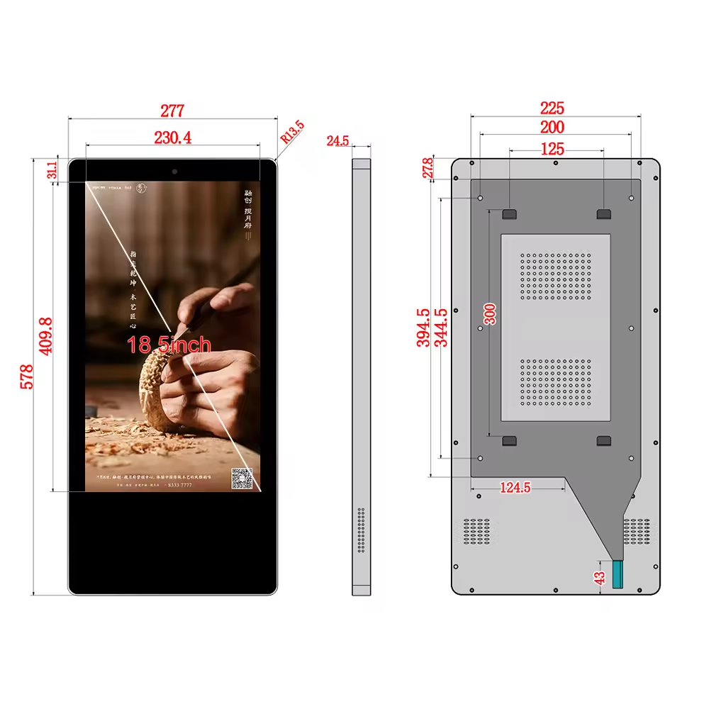 18.5 inch Dual Display Double Screen Elevator LCD Advertising Display Screen Smart TV Lift Monitor Indoor Carpark Digital Player