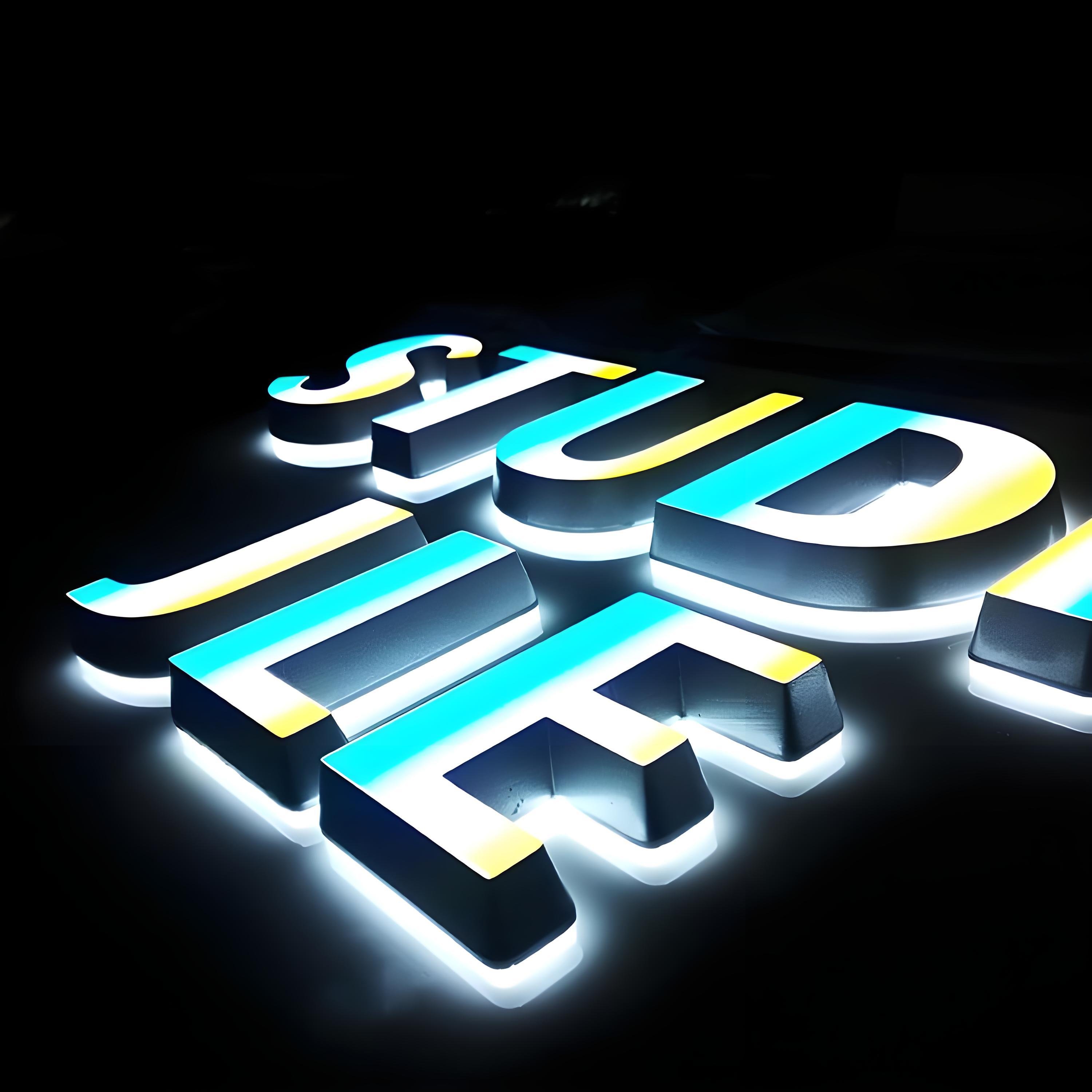 LED billboard stainless steel word LED luminous characters acrylic PVC advertising board door signboard