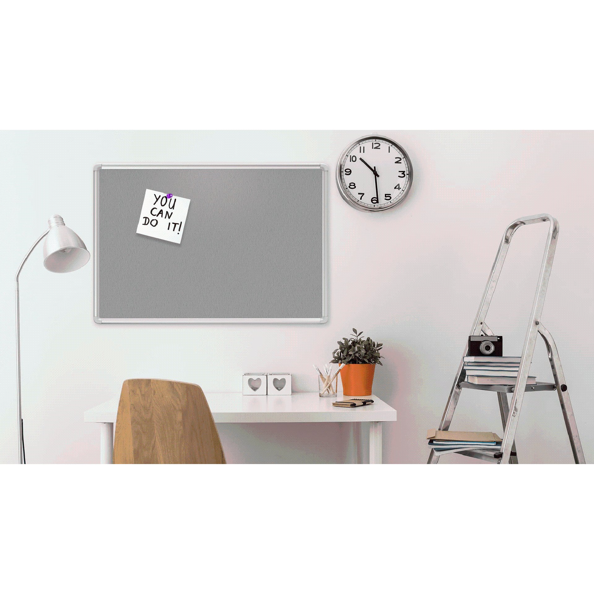Felt notice board aluminium frame 120x90 cm GRAY