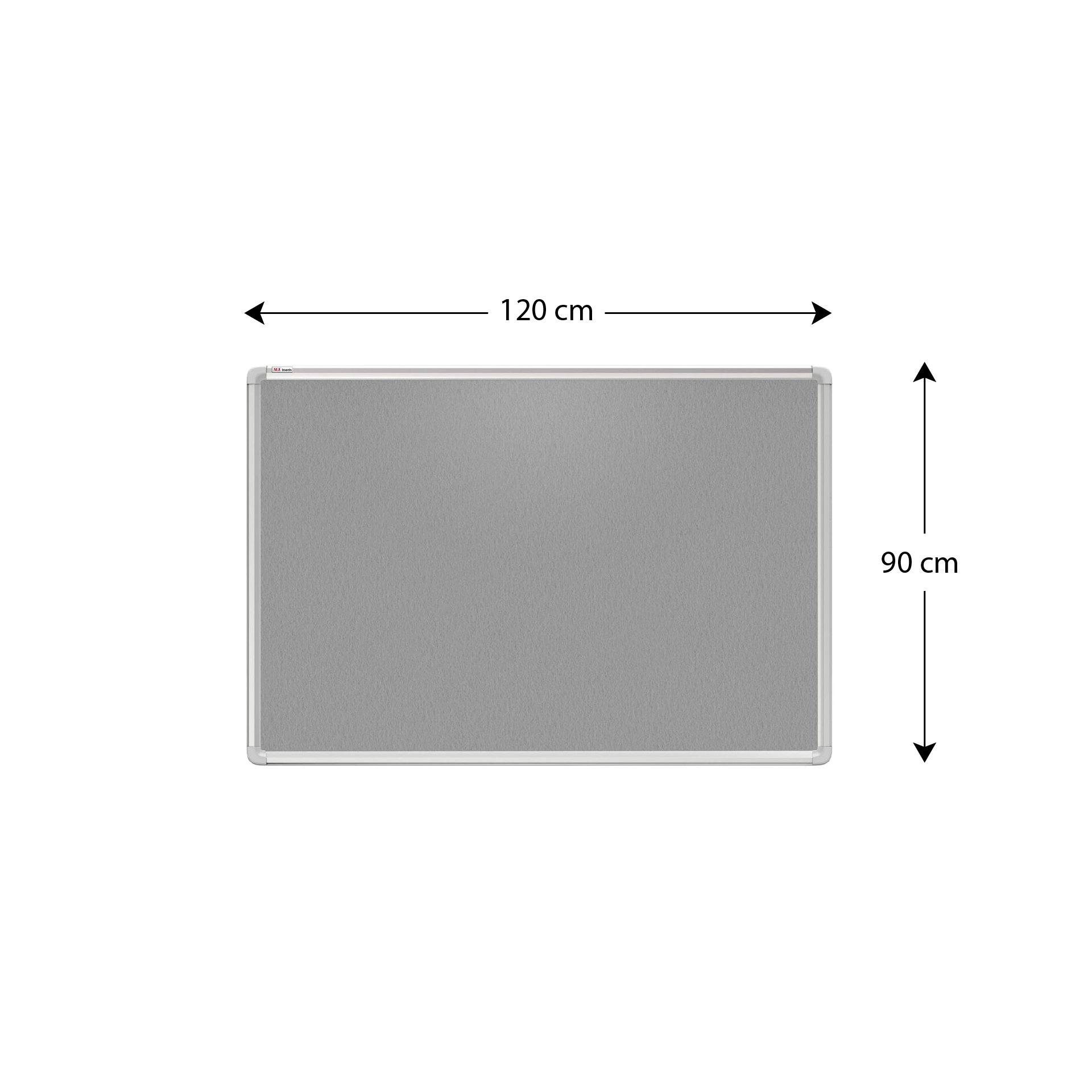 Felt notice board aluminium frame 120x90 cm GRAY