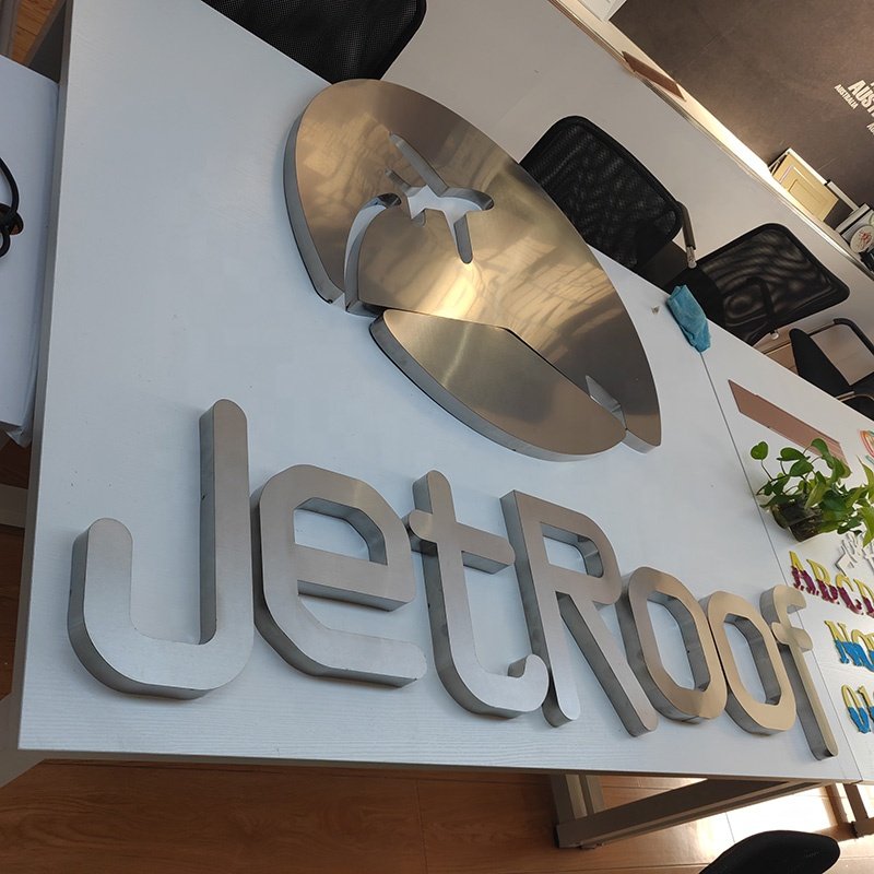 Custom Outdoor Hotel Signage Design Brushed Stainless Steel Commercial Letter Signs Solid Metal Letter Mall Hotel Signs