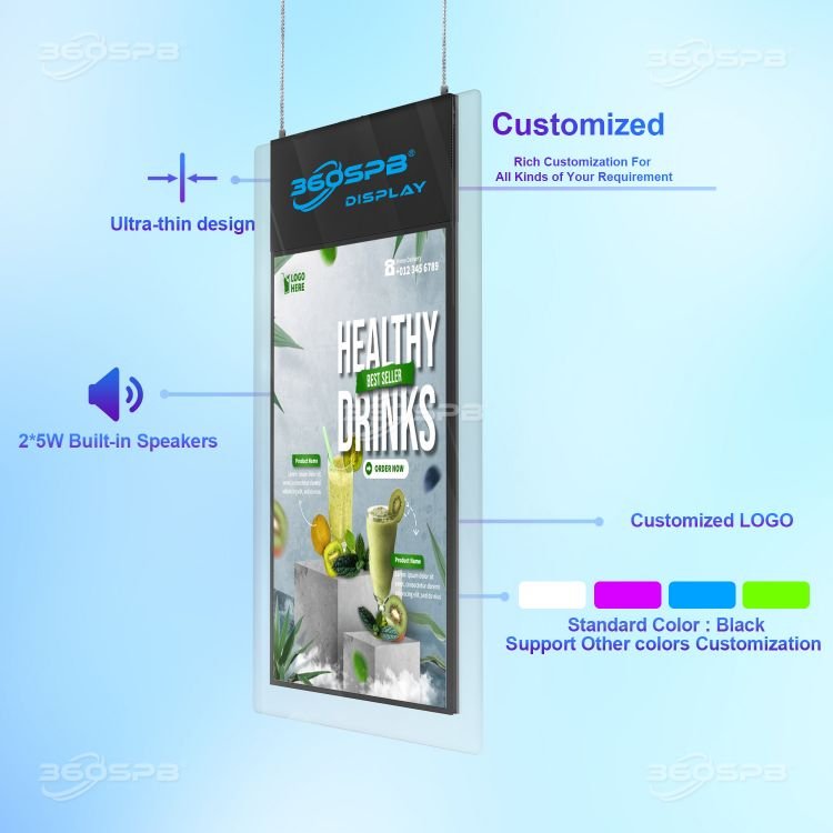 360SPB IWD43BD 43'' Glass Double-sided Indoor Digital Signage Screen Android Advertising Board Smart Interactive Signage Mall