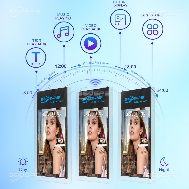 360SPB IWD43BD 43'' Glass Double-sided Indoor Digital Signage Screen Android Advertising Board Smart Interactive Signage Mall