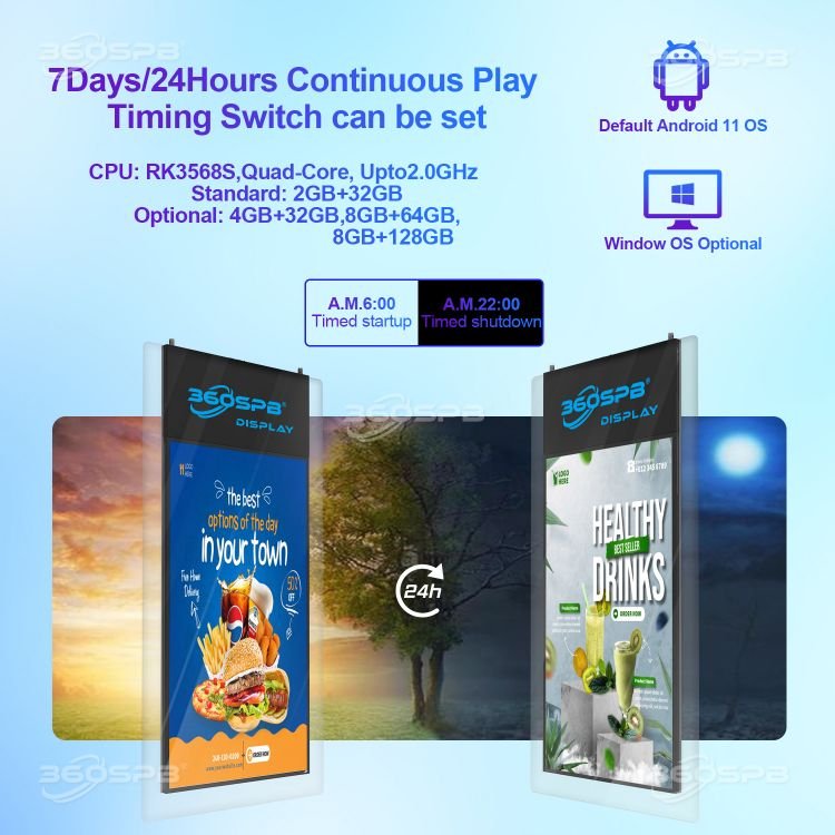 360SPB IWD43BD 43'' Glass Double-sided Indoor Digital Signage Screen Android Advertising Board Smart Interactive Signage Mall