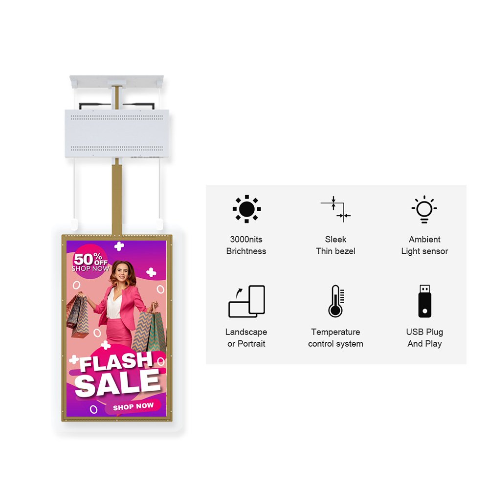 49 inch 2.4cm Thin Transparent Android Advertising Display Hanging Double Sided LCD Digital Signage and displays