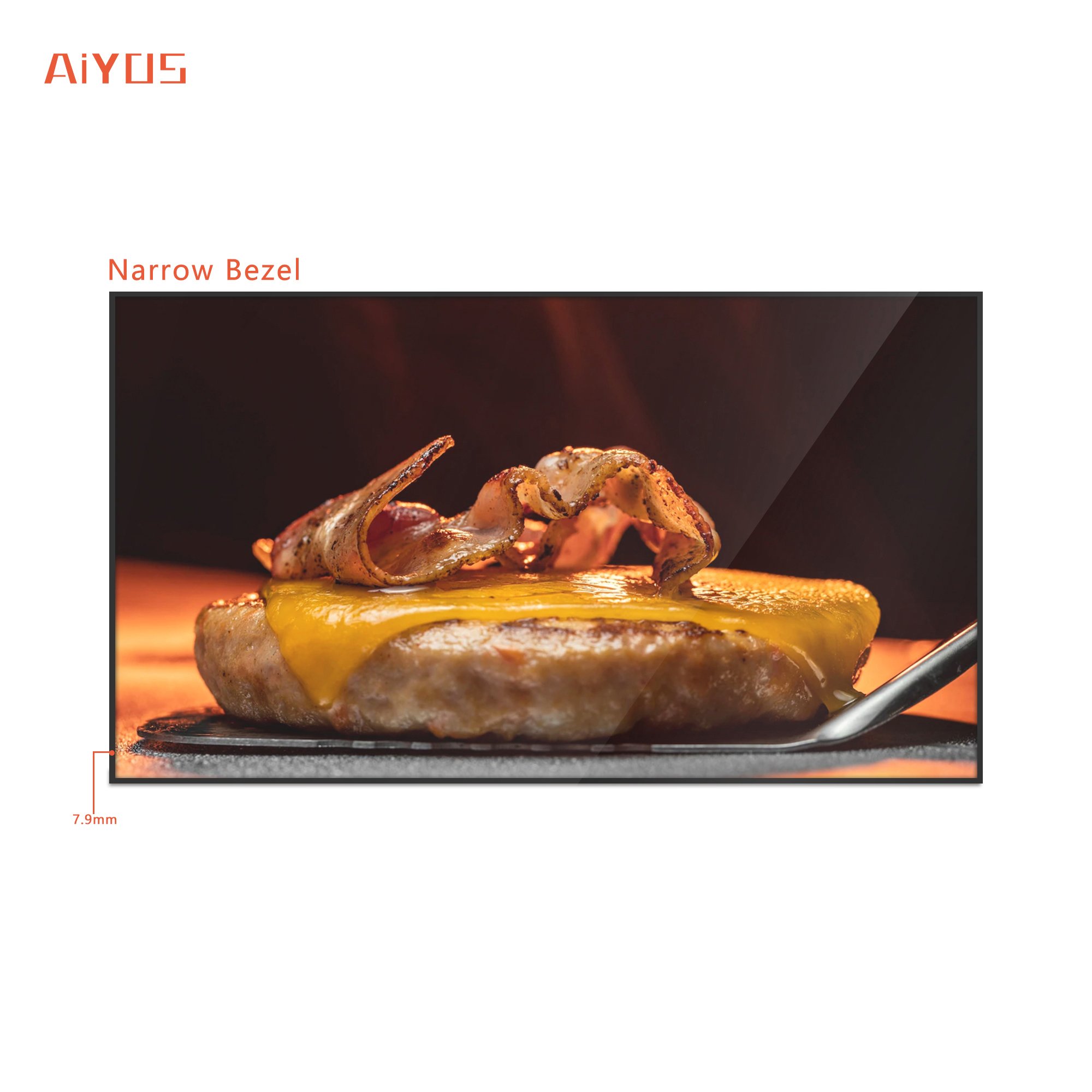Aiyos 1080P HD Super Thin LCD Hanging LCD Menu Board Display 32-55 Inch Digital Menu Board for Fast Food Restaurants
