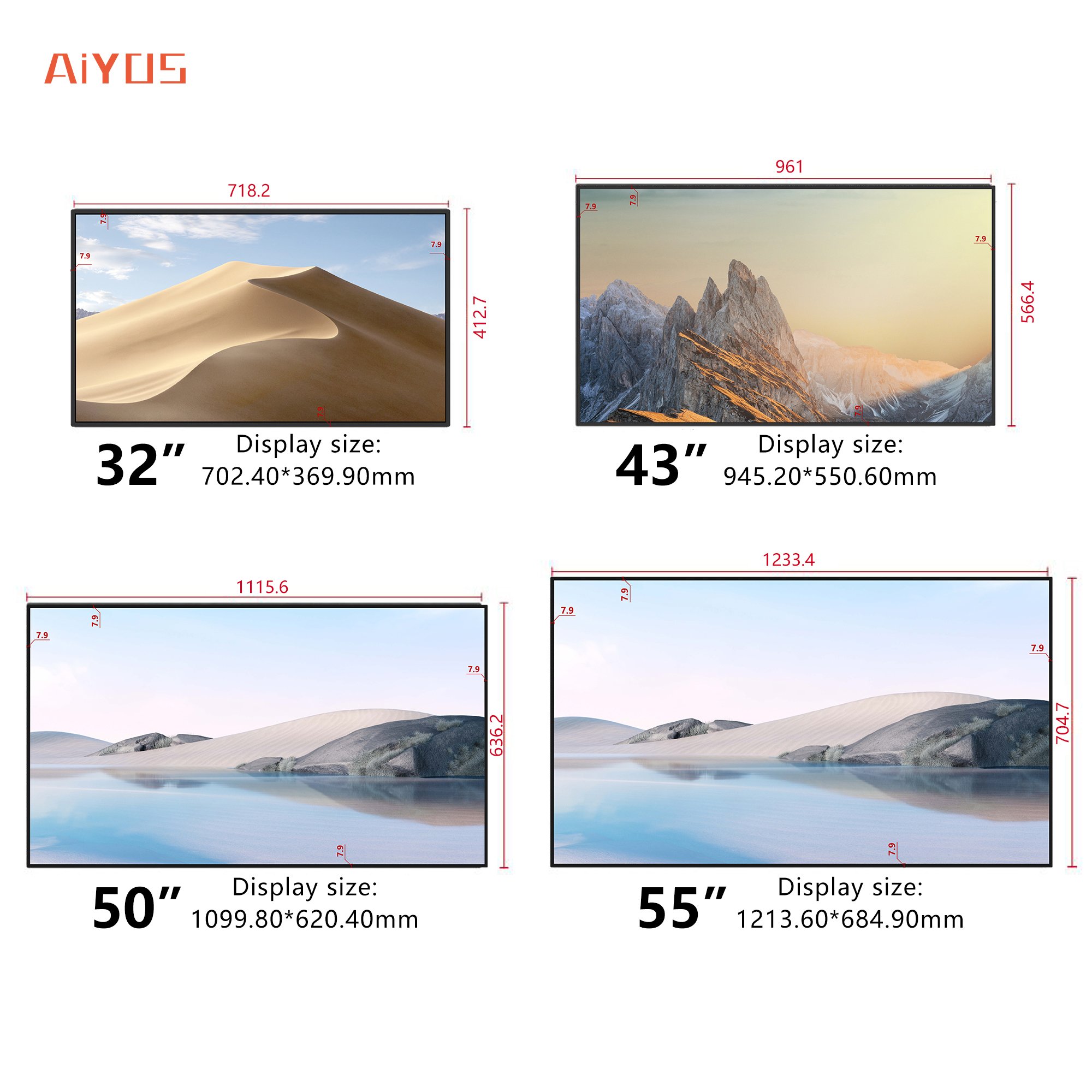 Aiyos 1080P HD Super Thin LCD Hanging LCD Menu Board Display 32-55 Inch Digital Menu Board for Fast Food Restaurants