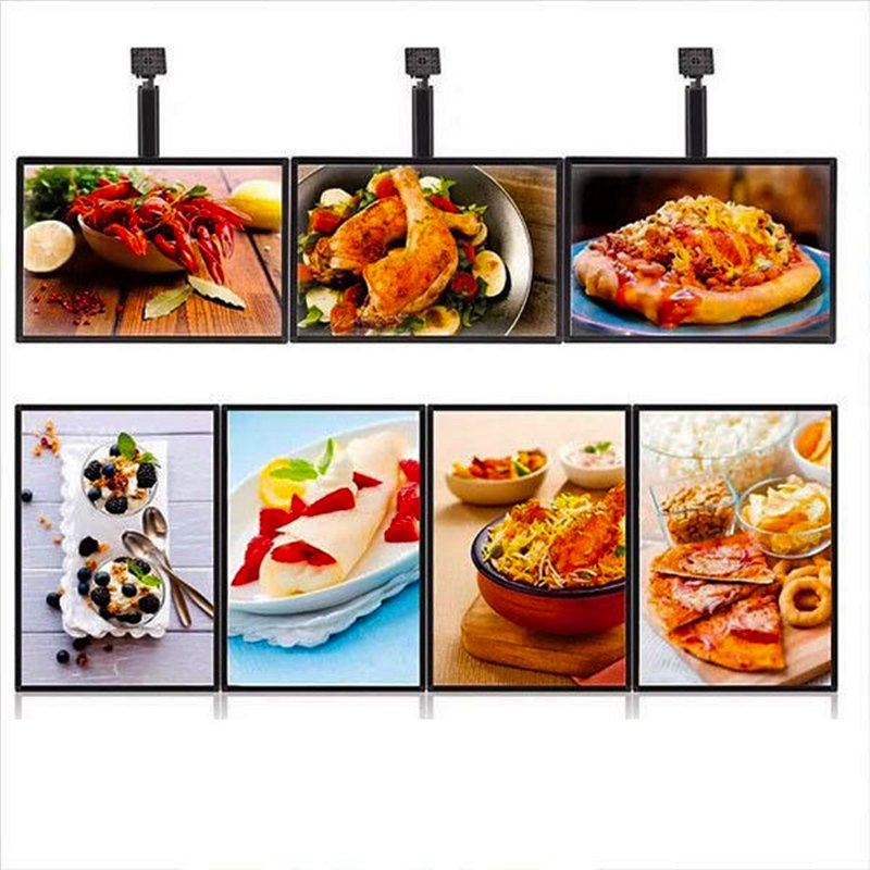 Pizza shop restaurant menu super thin LED light box signage Ceiling Hanging UV printed poster advertising billboard