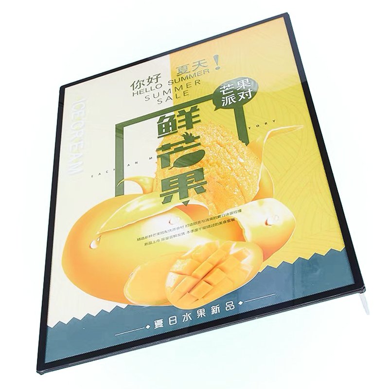 Newest Slim Thin Light Box LED Advertising Display A4 Size Custom Shape Acrylic Poster Frame Photo Tempered Glass Light Poster