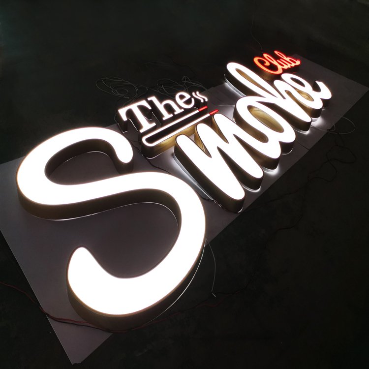Outdoor Stainless Steel 3d logo Sign Board 3d channel Lighted Logo Signboard Led Frontlit Letter custom led sign for business