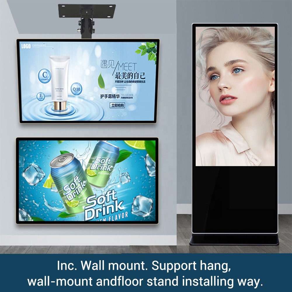 Wall Mount Android Digital Signage Smart LCD TV Display Menu Board Indoor Ad Screen for Advertising Display.