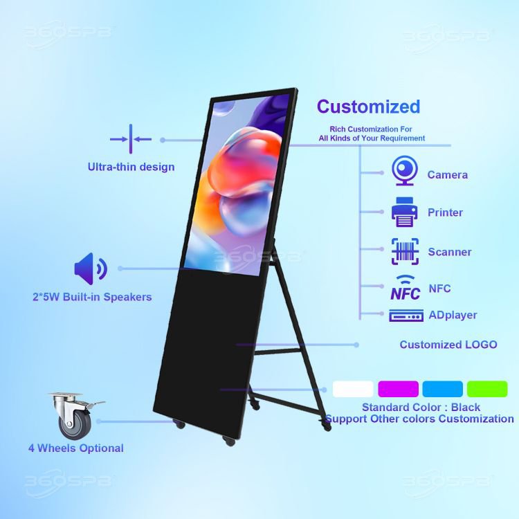 360SPB IPI49A 49 Inch LCD Indoor advertising Screen Digital Billboard Indoor advertising With Wheels