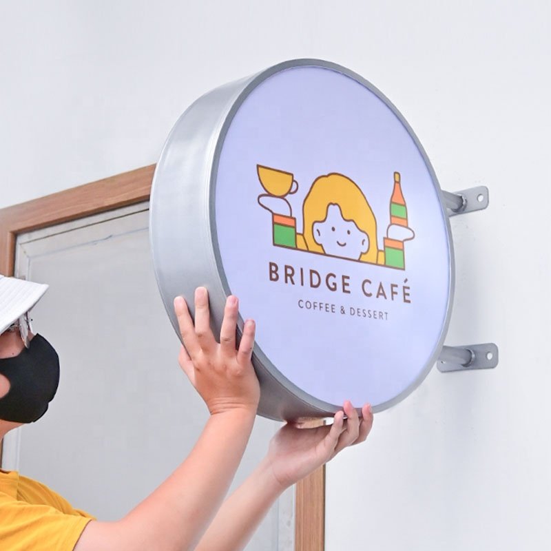Factory Wholesale Custom Round Outdoor Acrylic Light Box Sign Double Sided Advertising LED Light Boxes