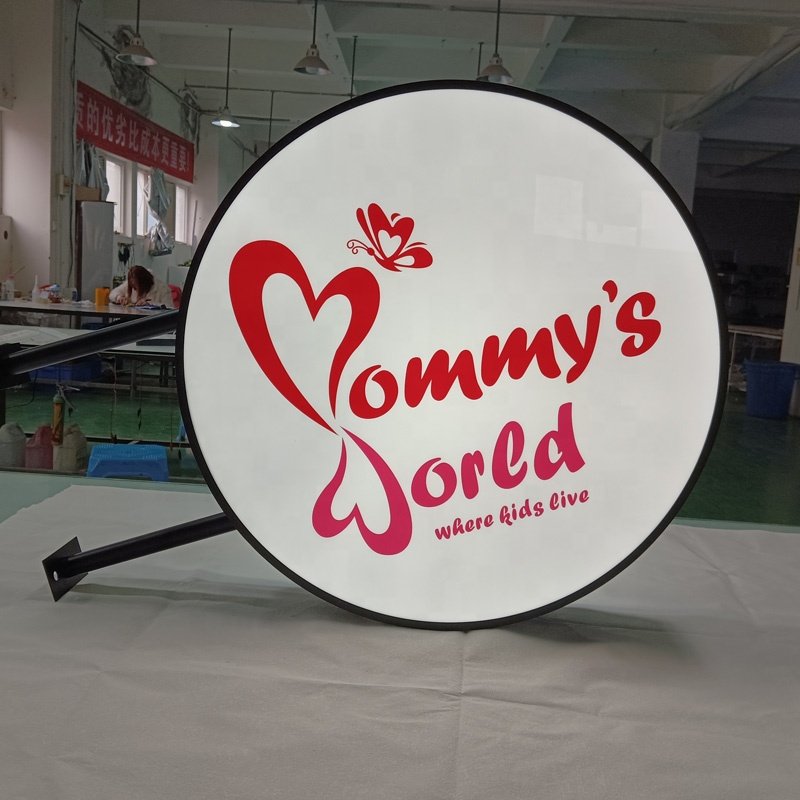 Factory Wholesale Custom Round Outdoor Acrylic Light Box Sign Double Sided Advertising LED Light Boxes