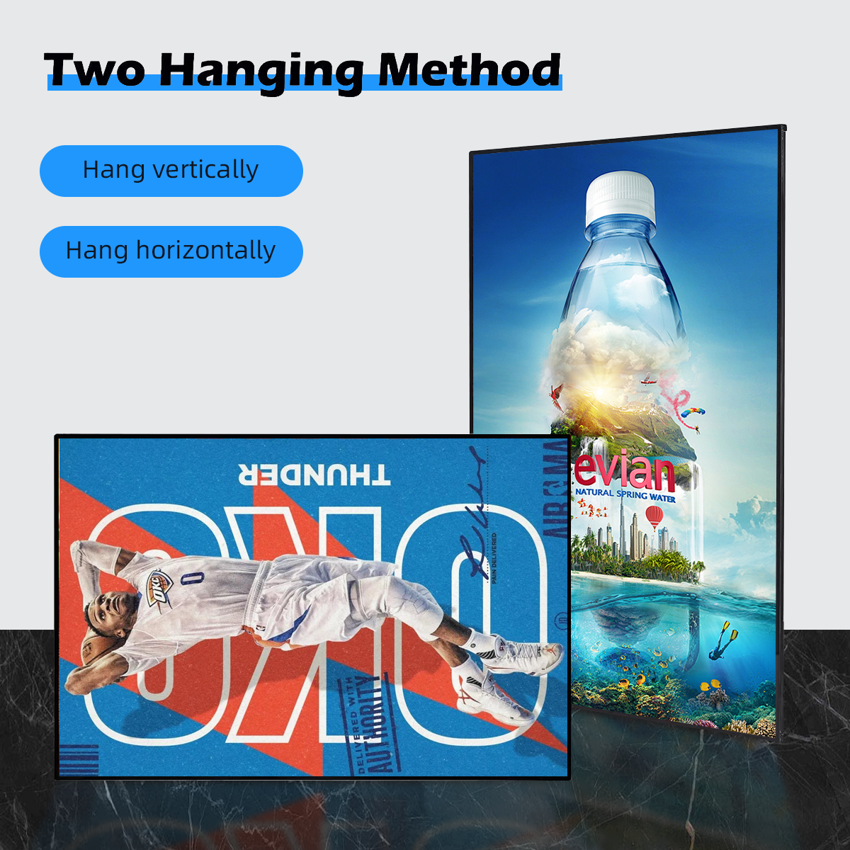 Wholesale Illuminated Menu Board Wall Tempered Glass Ultra Thin Lightbox Advertising Poster Light Frame Led For Restaurant
