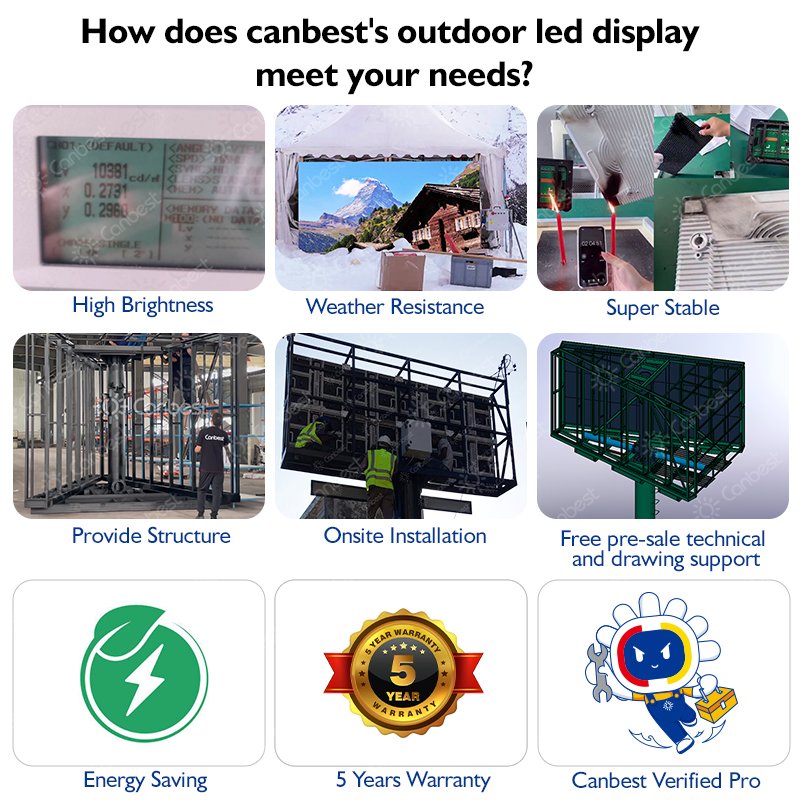 Outdoor P6 P8 P10 4X3M Aluminium 960X960 Led Display Panel P10Mm 96X96 Ip66 P6 Led Board Screen Cabinet For Advertising