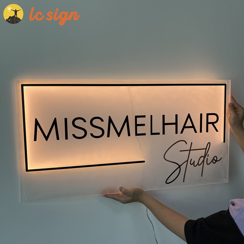 Business Studio Metal Acrylic sign Wall backlit Logo Display custom Sign Board LED Letters signs for business Beauty Salon