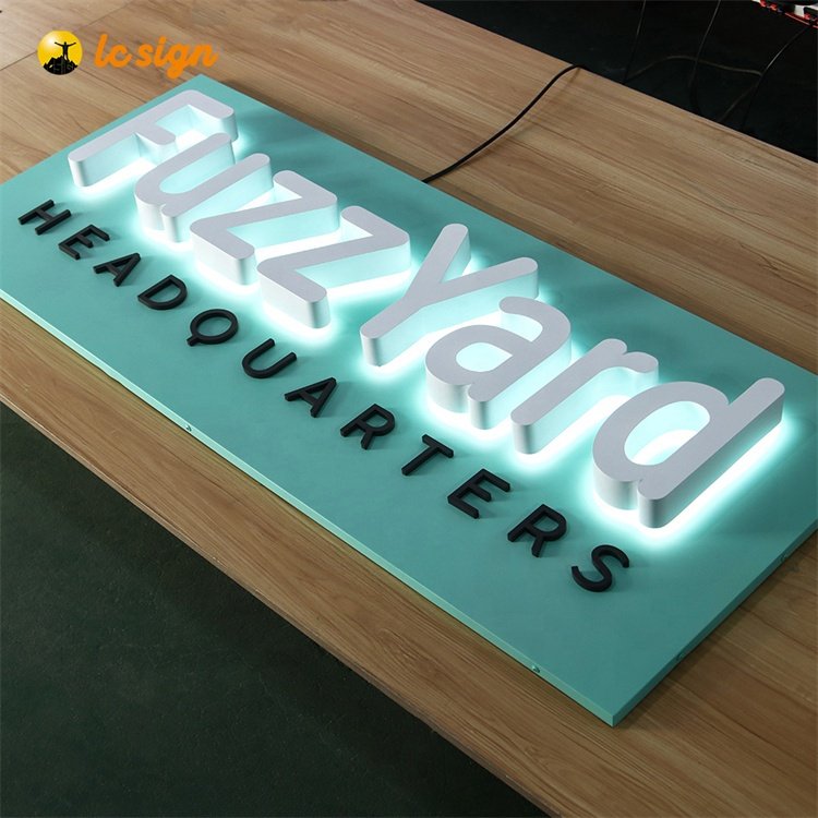 Business Studio Metal Acrylic sign Wall backlit Logo Display custom Sign Board LED Letters signs for business Beauty Salon