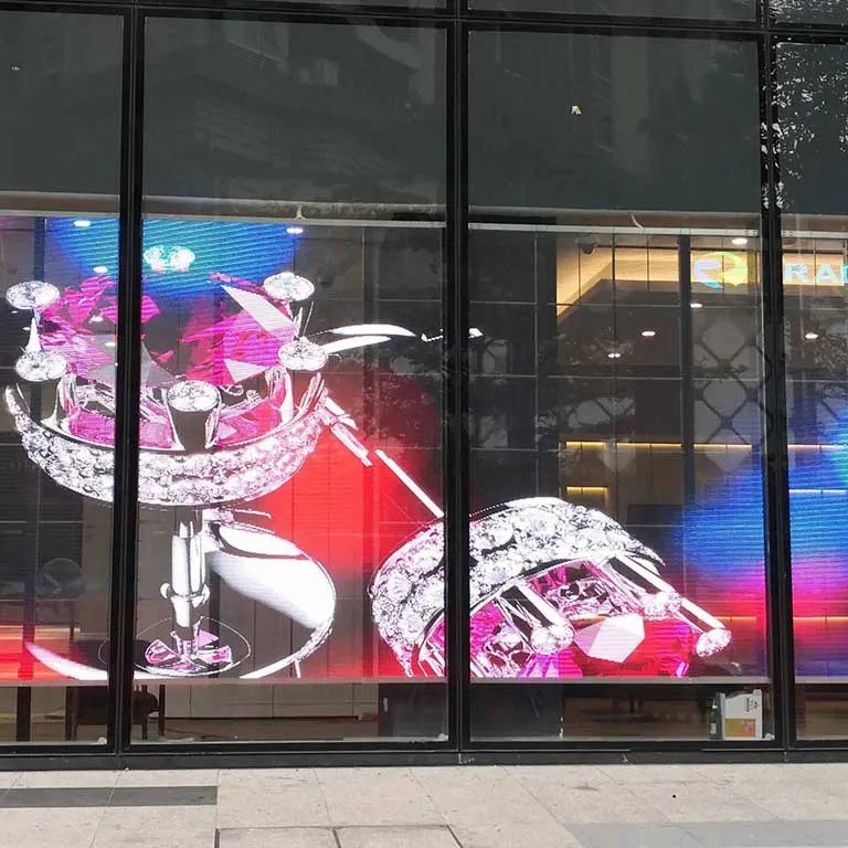Indoor P10 hologram 3d store window advertising led wall display board transparent window 4k curve led panels screen waterproof