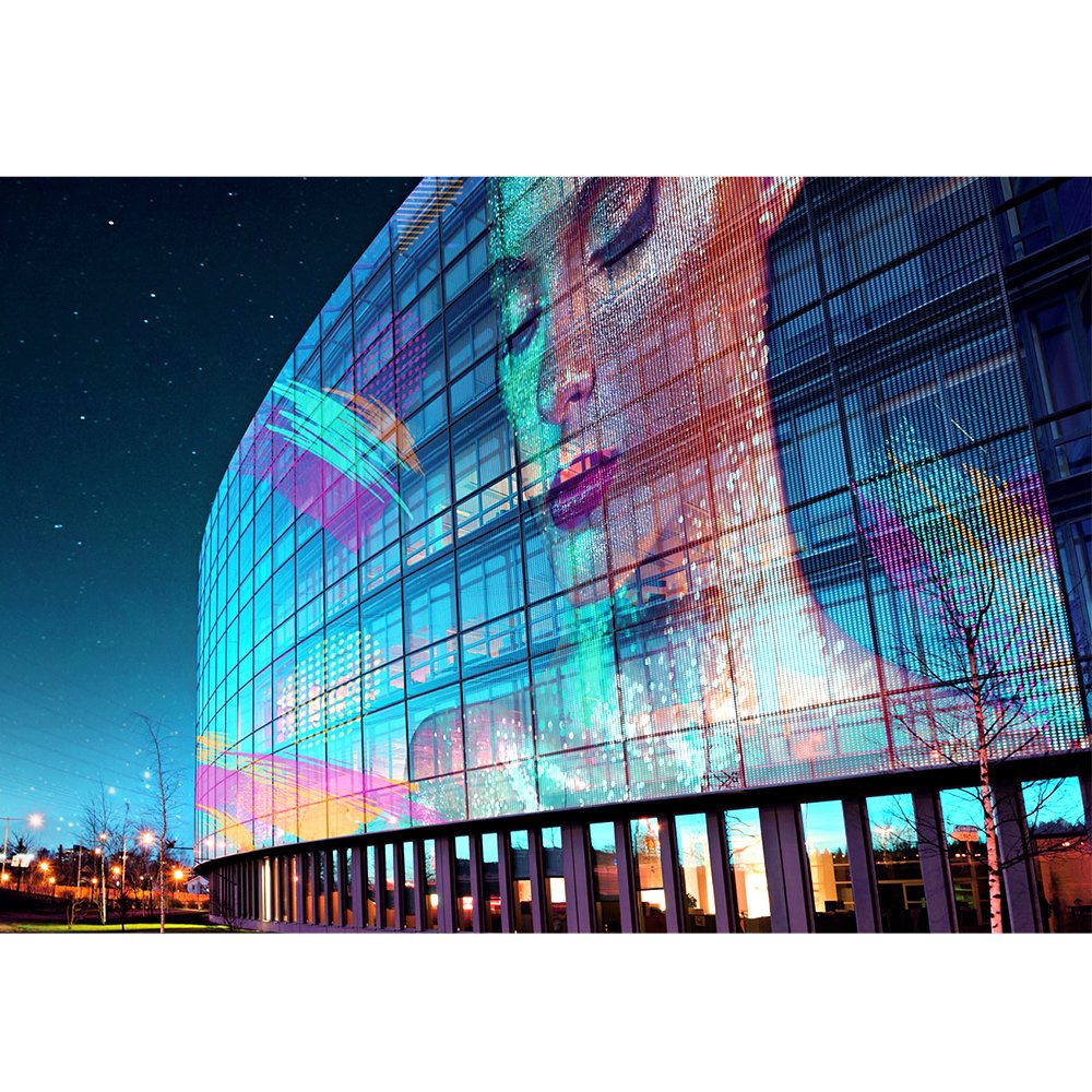 Indoor P10 hologram 3d store window advertising led wall display board transparent window 4k curve led panels screen waterproof