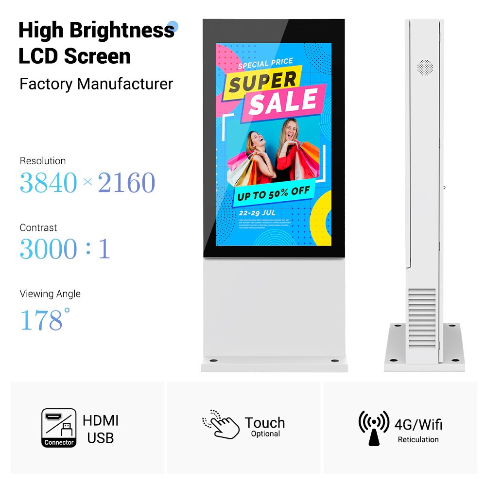 55" High Brightness LCD Digital Menu Board 3000 Nits 24/7 Operation for Quick Service Restaurants