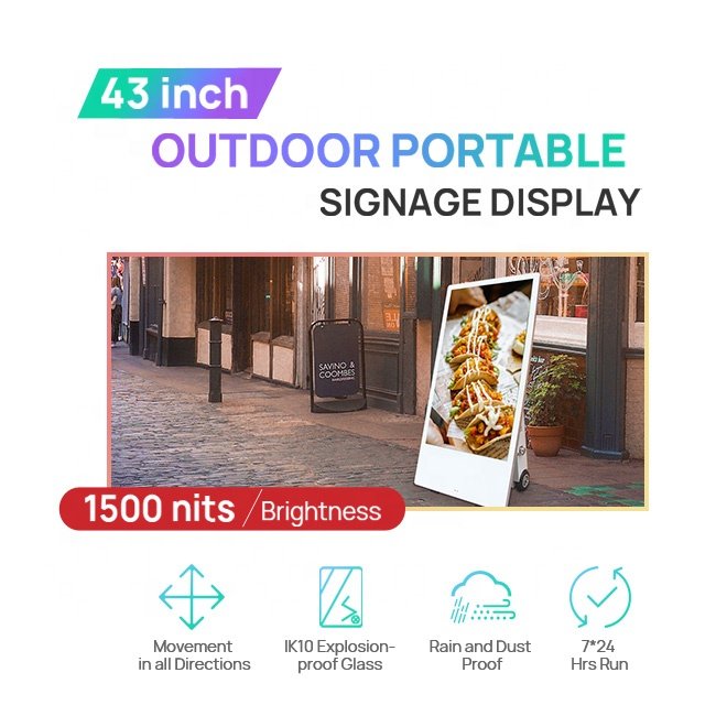 Outdoor Capacitive Portable Poster LCD Advertising Players Monitor Portable Movable Digital Signage And Displays