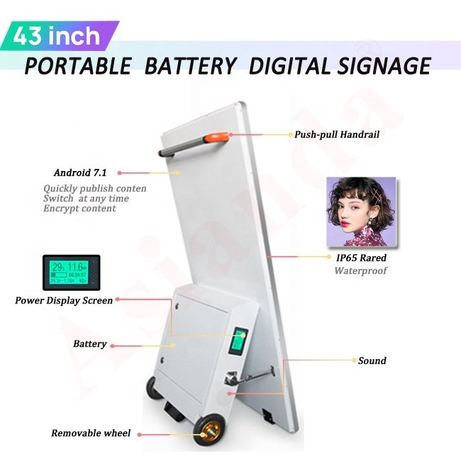 Outdoor Capacitive Portable Poster LCD Advertising Players Monitor Portable Movable Digital Signage And Displays