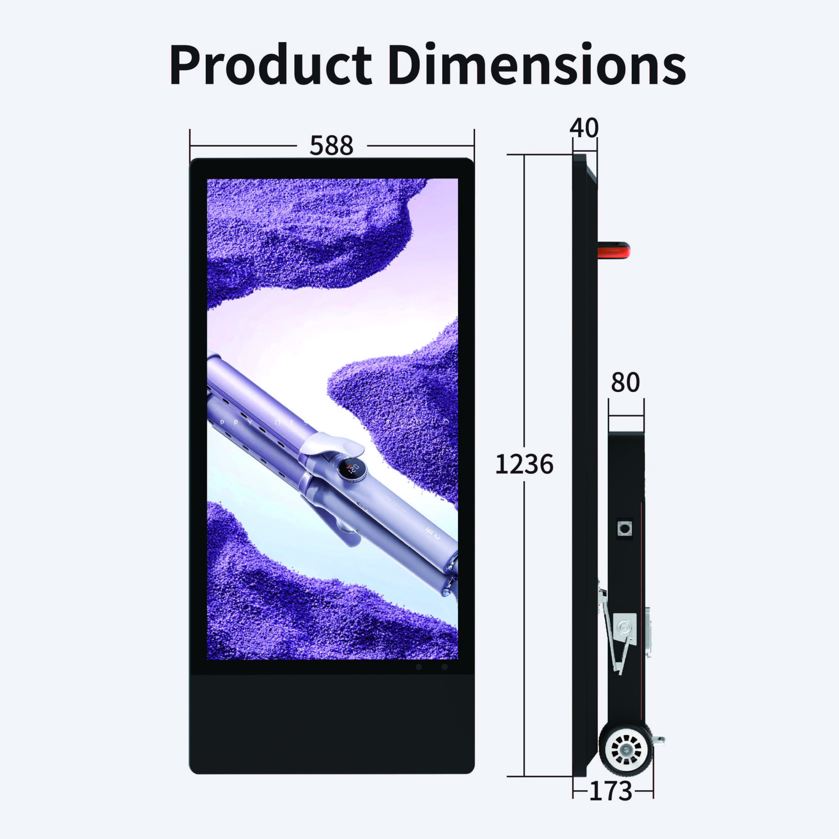 43 Inch Portable Battery Powered Digital Signage and Displays 4k Battery LCD Advertising Player IP65 Outdoor Advertising Display