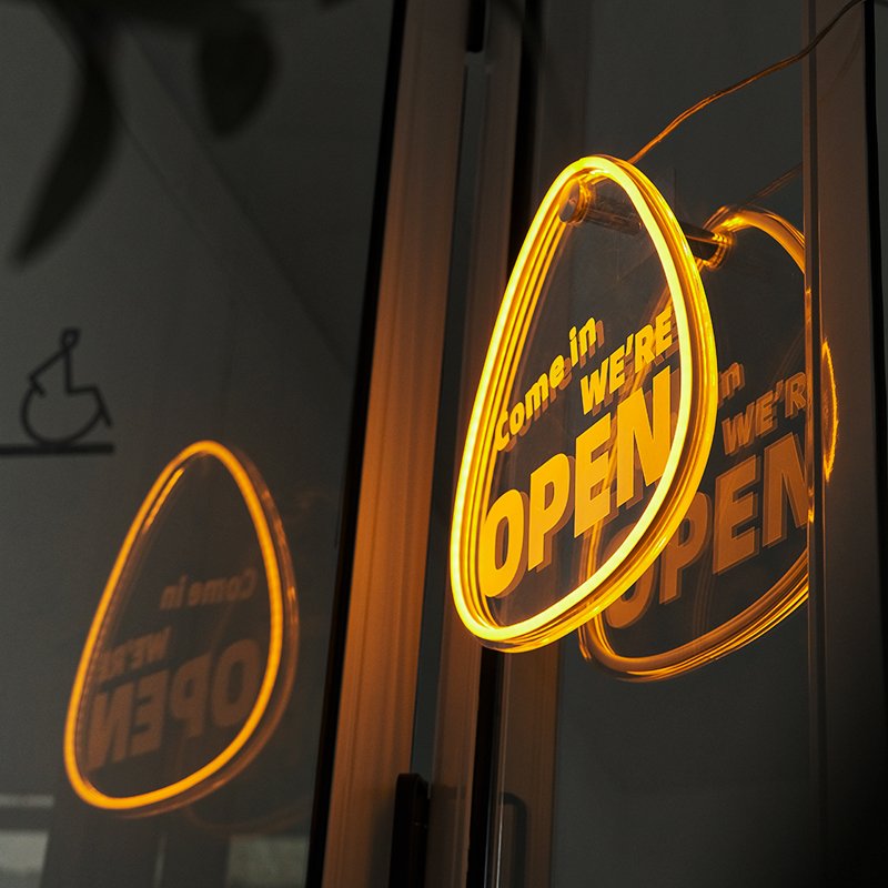 Open door business lighting sign, customized UV spray printed LED advertising board engraving