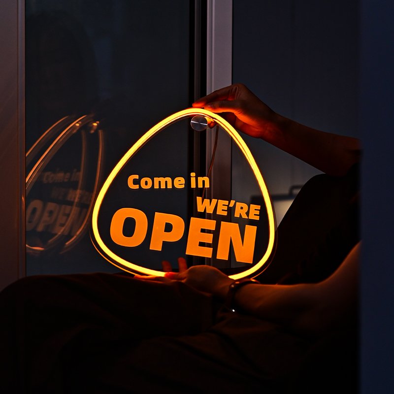 Open door business lighting sign, customized UV spray printed LED advertising board engraving