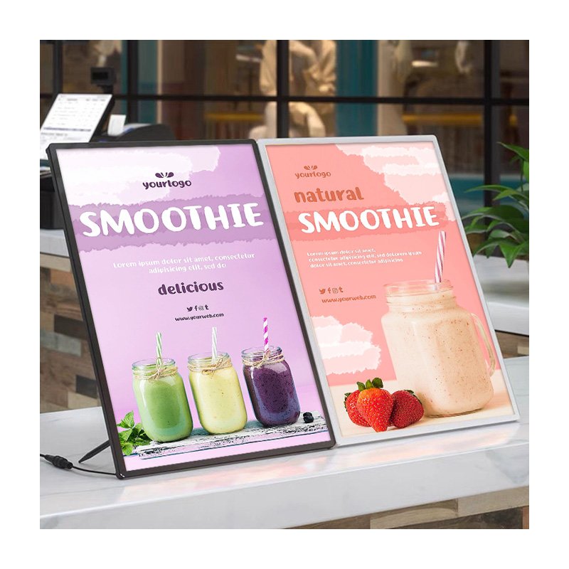 Slim Aluminum Frame LED Menu Board A1/A2/A3/A4 Size Tempered Glass Acrylic Light Box for Indoor Advertising in Restaurants