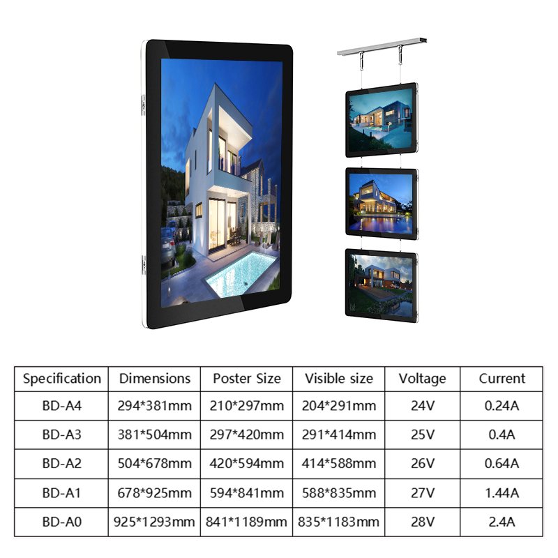 Advertising Light Boxes Menu Board Real Estate Window Display Magnetic Outdoor Light Box Crystal Slim Frame Poster Led Light Box