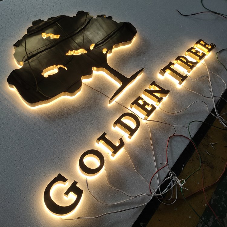 Wholesale Custom Business 3d Logo Metal illuminate LED Letter Sign Metal led illuminated sign custom led sign board for business