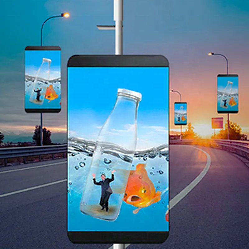Advertising Double Sided Board Waterproof Street LED Light Pole Display Screen Billboard Led Screens Outdoor